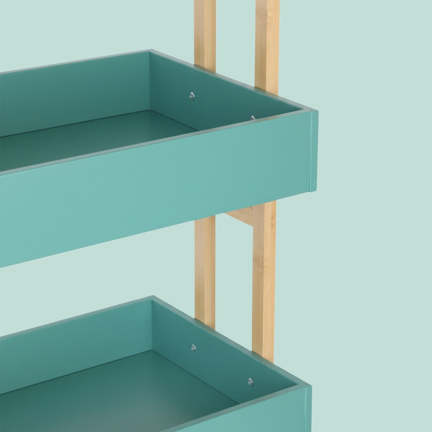 Bamboo 4-Tier Rolling Serving Trolley with Brakes