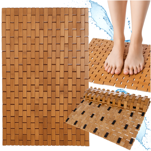 Bamboo Anti-Slip Bath Mat, Eco-Friendly 24""x16""