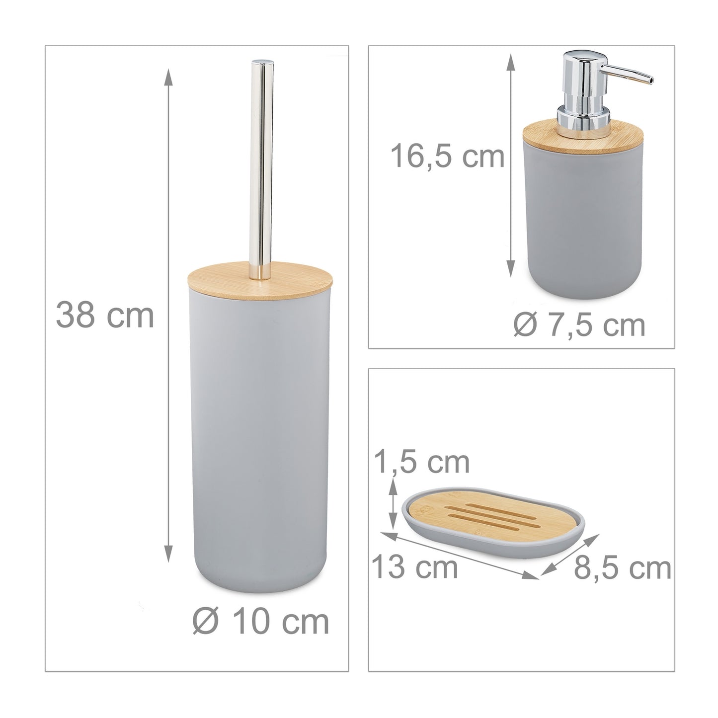 Bamboo Bathroom Accessories 6x Set