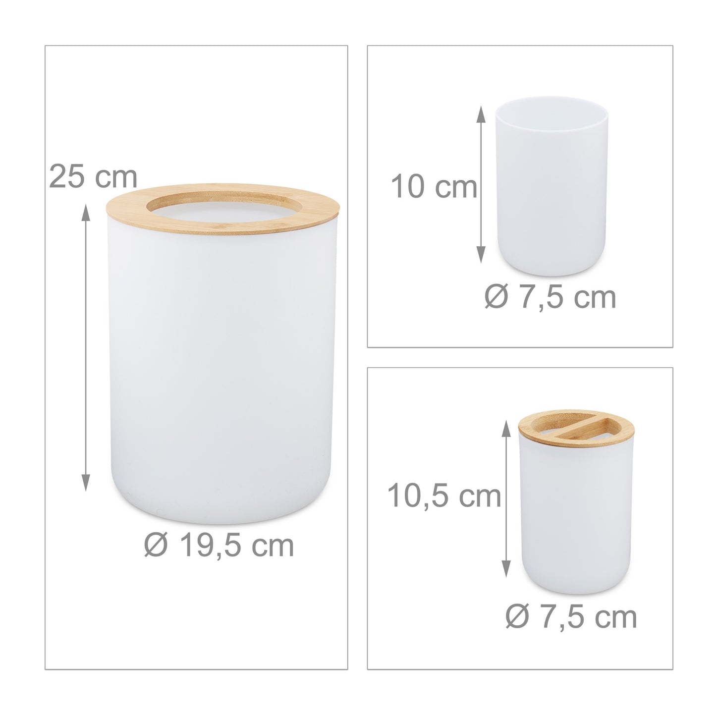 Bamboo Bathroom Accessories 6x Set