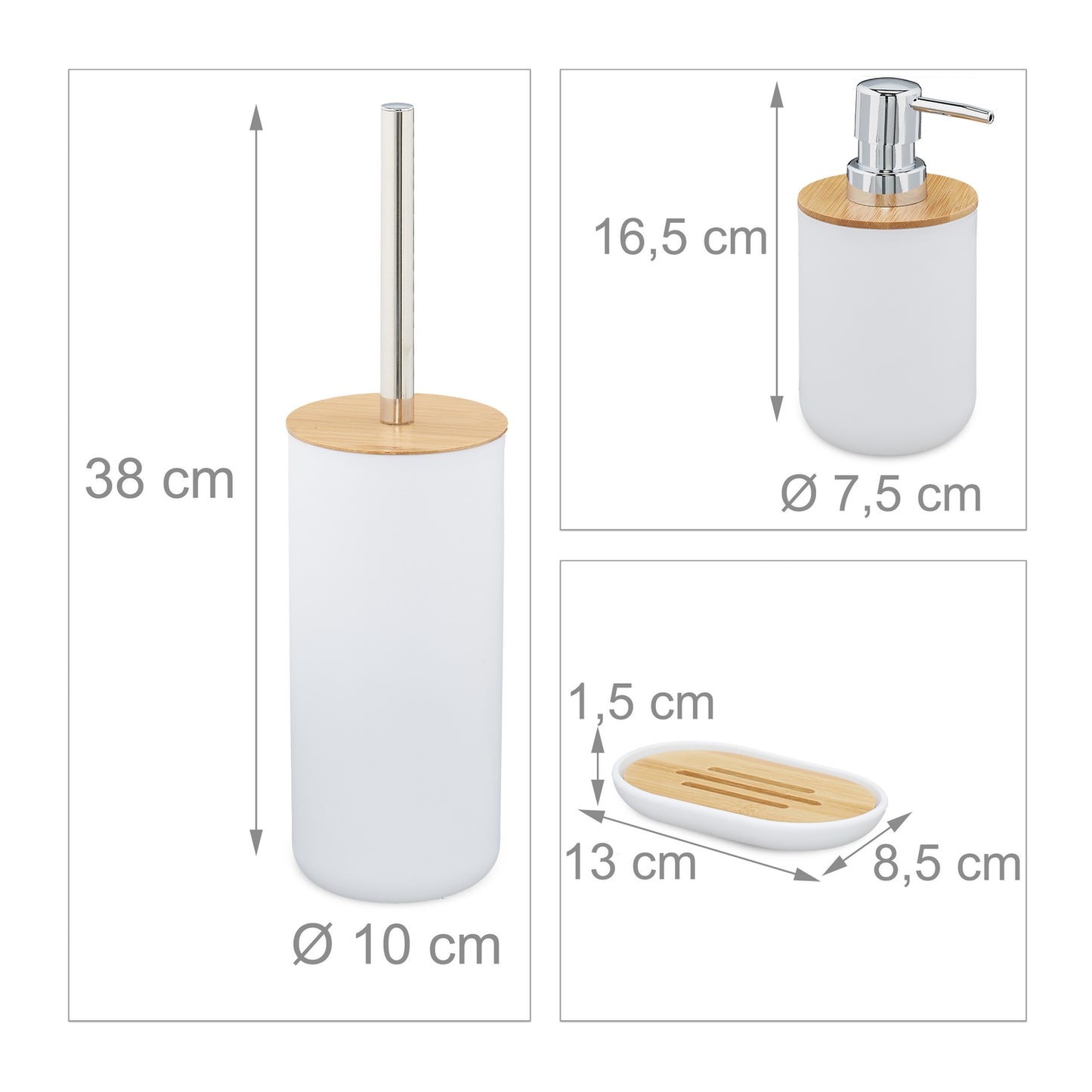 Bamboo Bathroom Accessories 6x Set