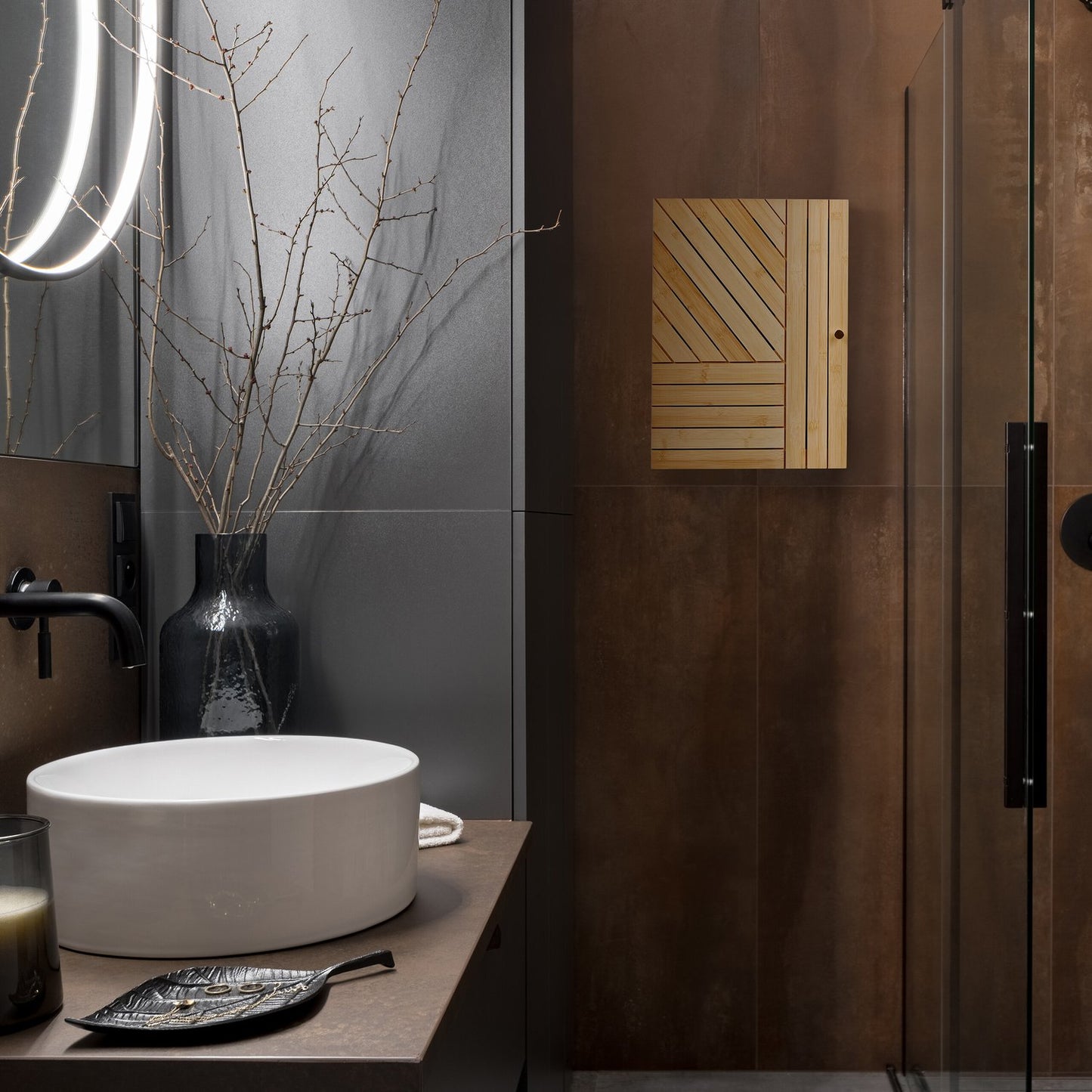 Bamboo Bathroom Cabinet with Adjustable Shelves