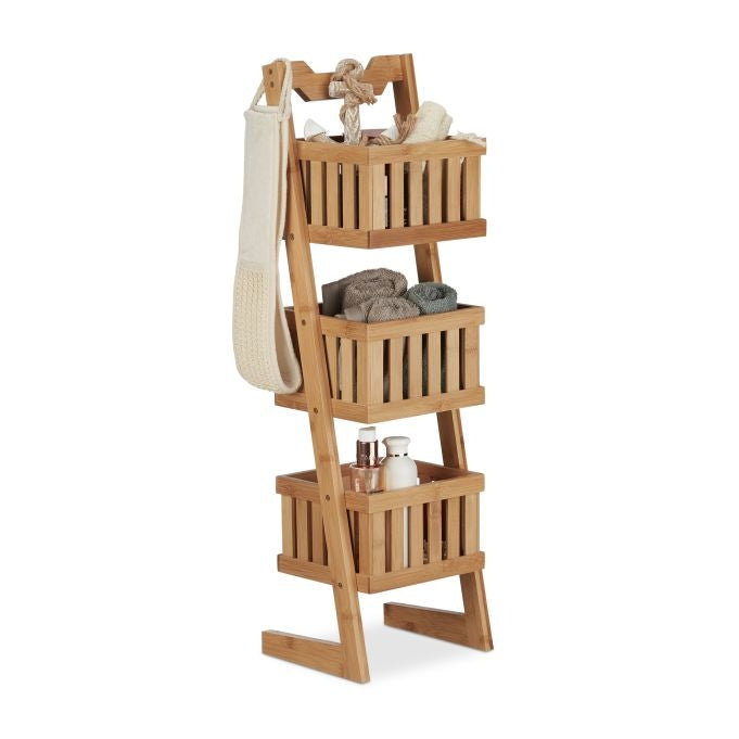 Bamboo Bathroom Shelf with 3 Baskets