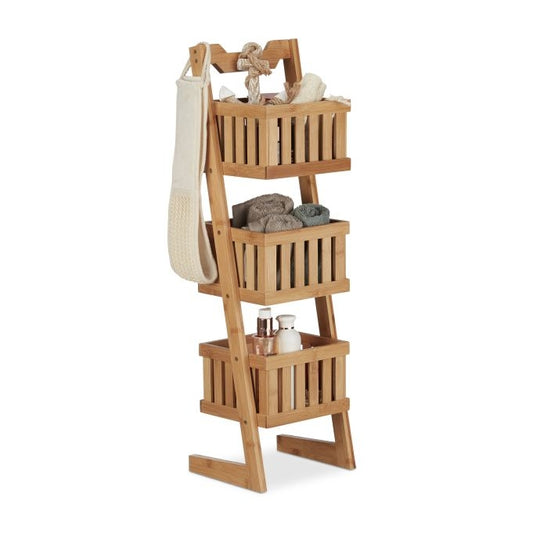 Bamboo Bathroom Shelf with 3 Baskets