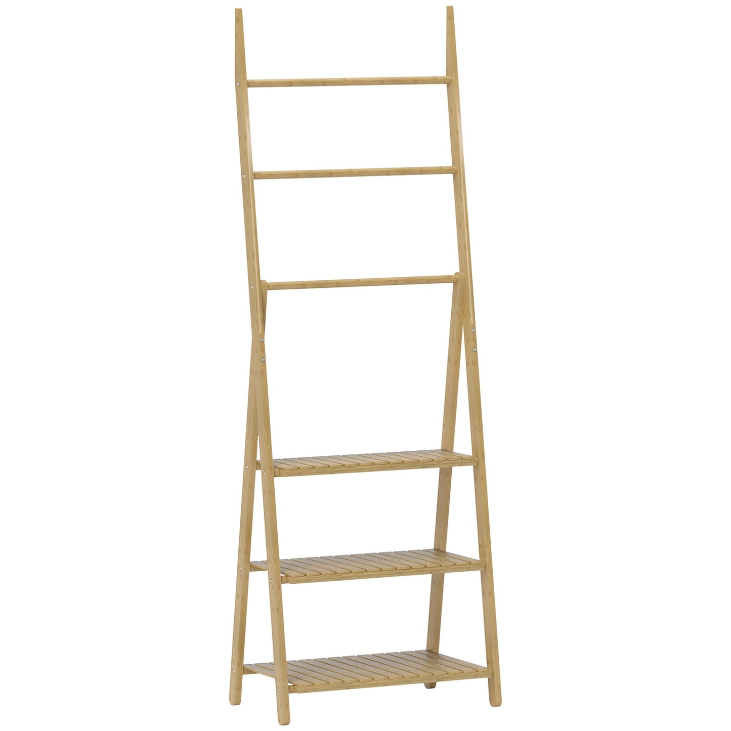 Bamboo Bathroom Shelf with 3 Tiers and Towel Holders