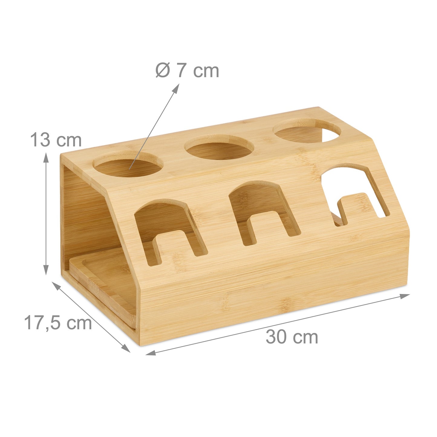 Bamboo Bottle Drying Rack for 3 Bottles