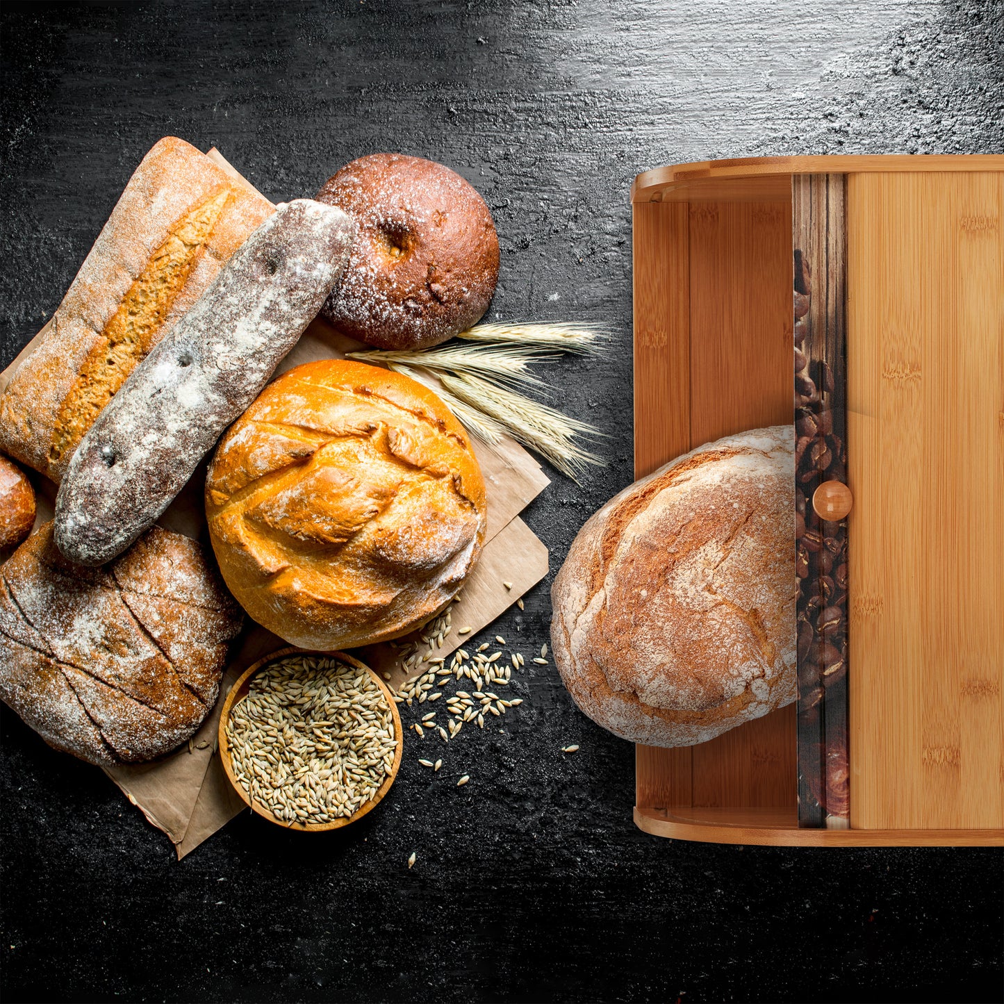Bamboo Bread Box with Roll Top