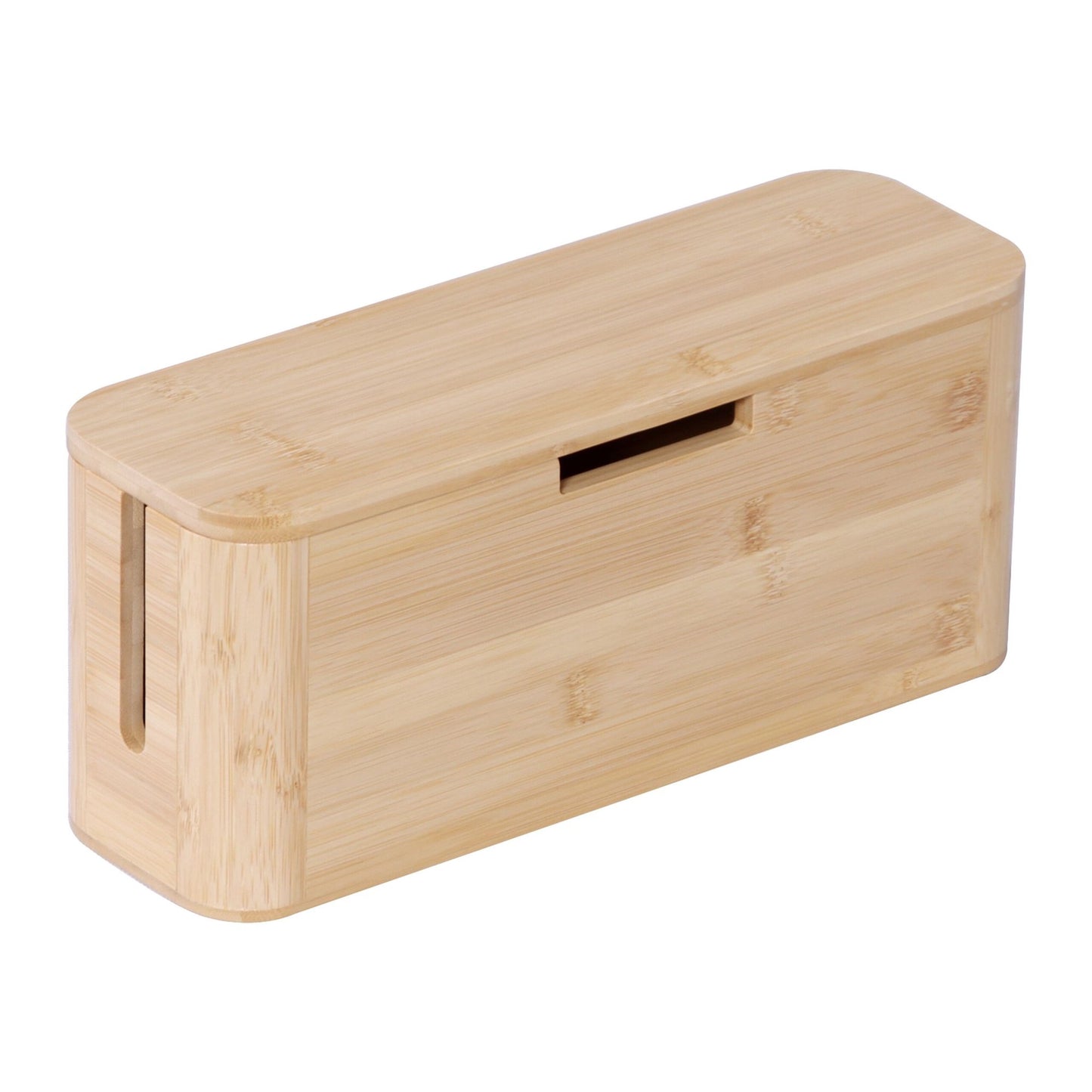 Bamboo Cable Box with Magnetic Lid – Organize & Protect