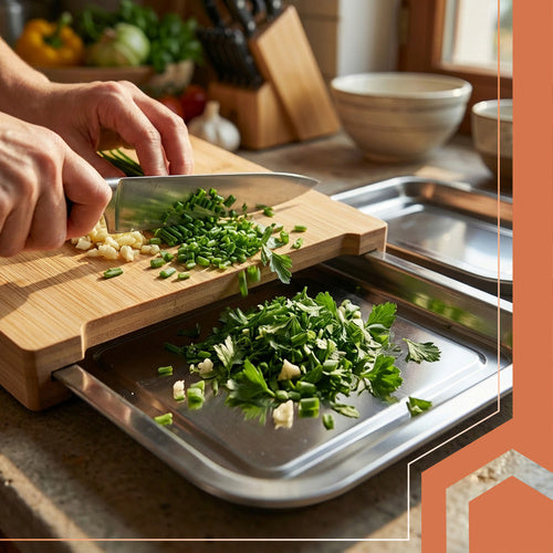 Bamboo Chopping Board with 2 Pull-Out Containers