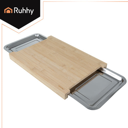 Bamboo Chopping Board with 2 Pull-Out Containers