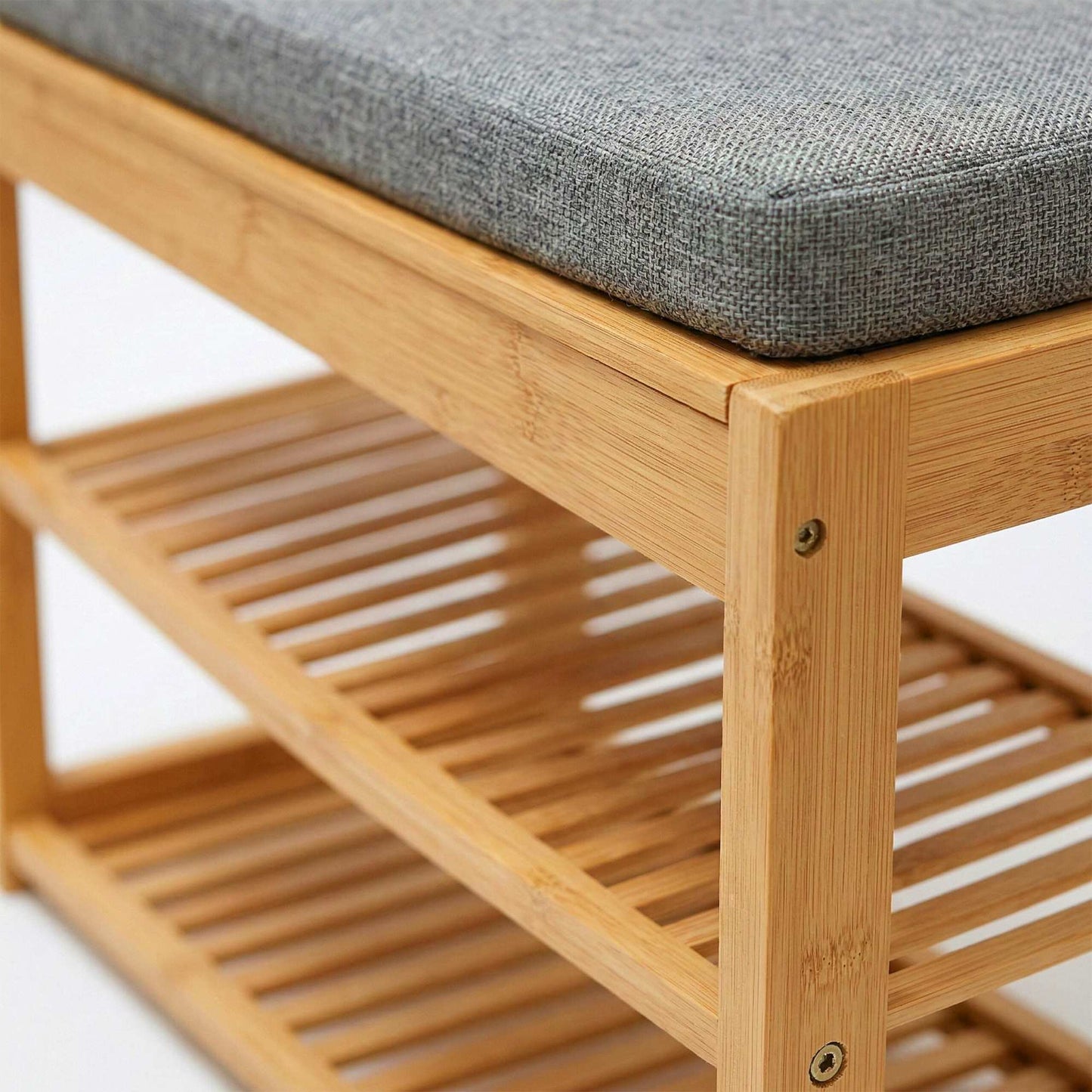 Bamboo Coat Rack with Bench and Storage Shelves