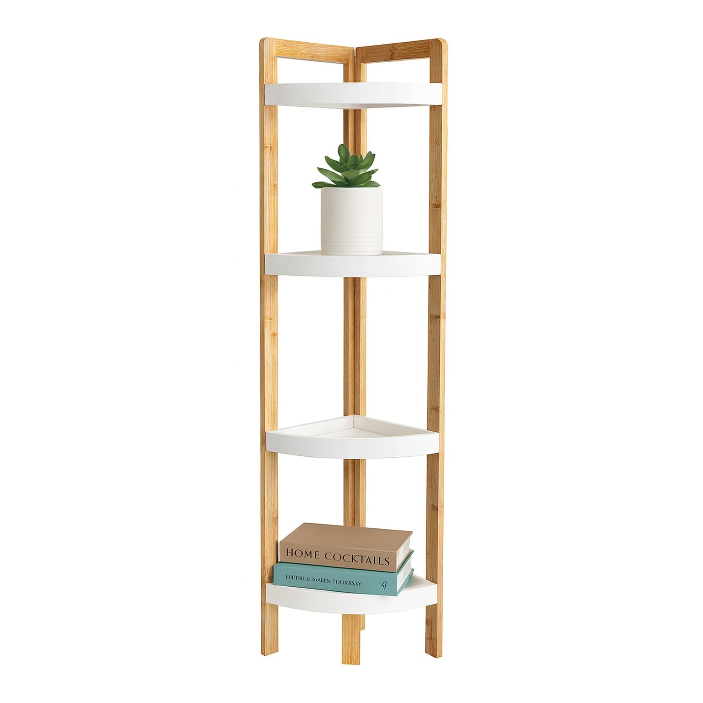 Bamboo Corner Shelf with Racks – Space-Saving Design