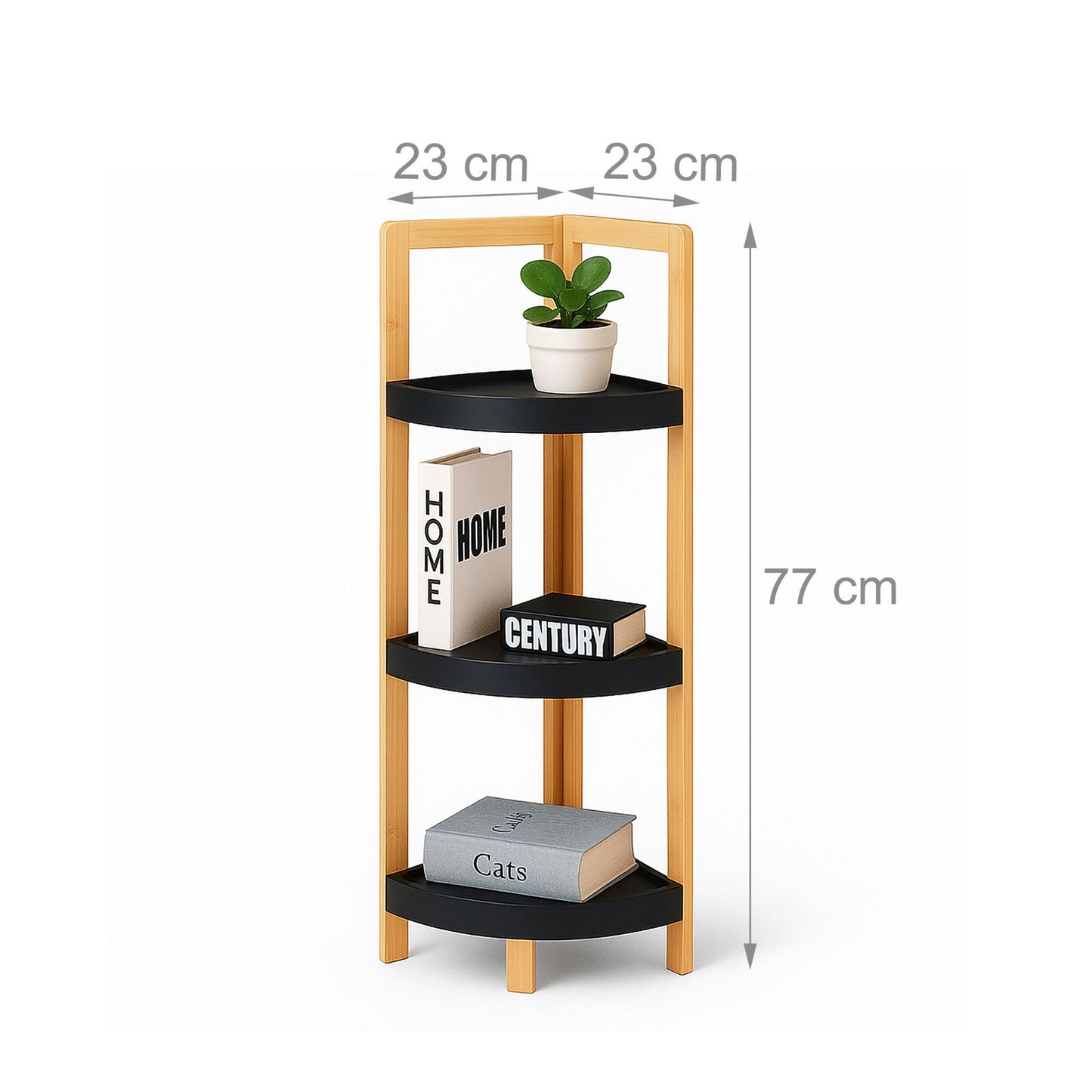 Bamboo Corner Shelf with Racks, Space-Saving Design