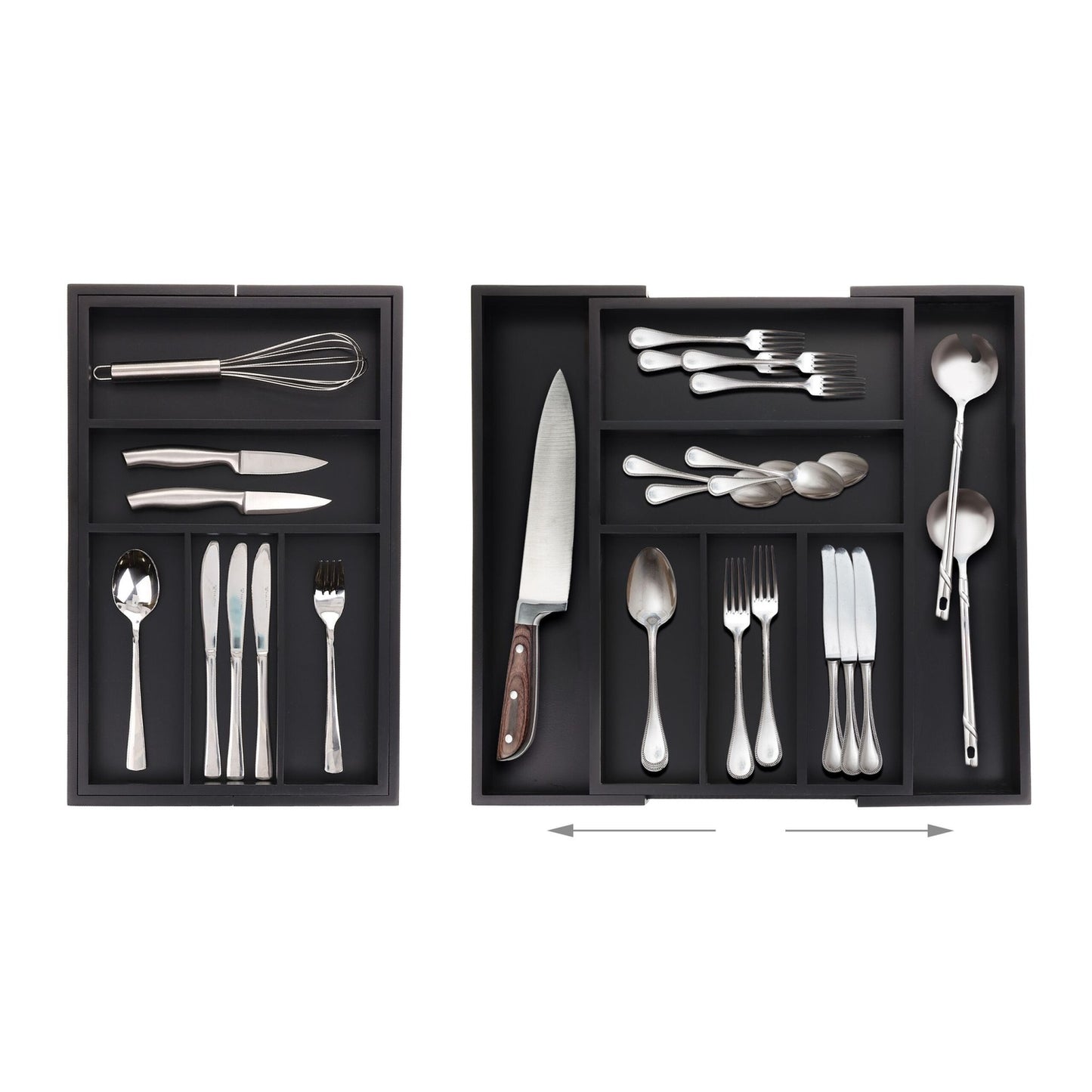 Bamboo Cutlery Tray, Adjustable 5-7 Compartments