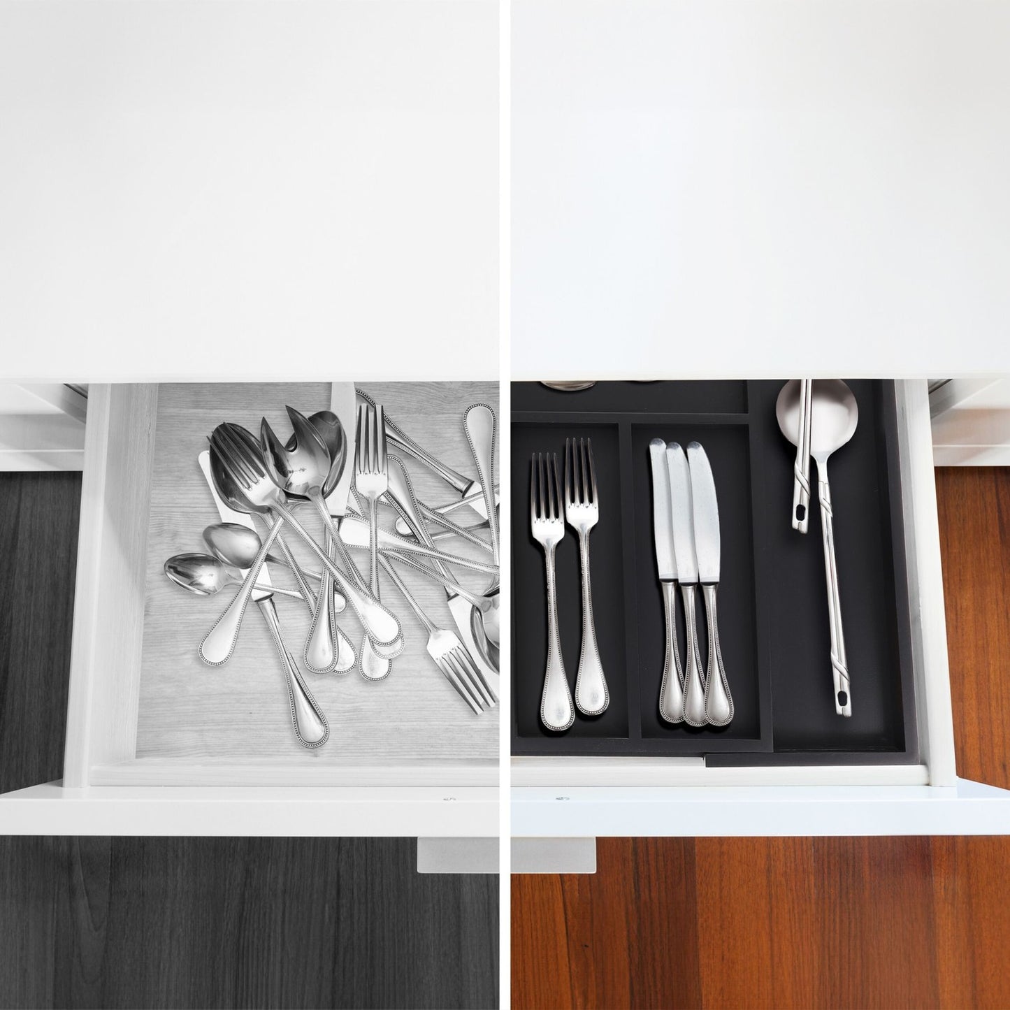 Bamboo Cutlery Tray, Adjustable 5-7 Compartments
