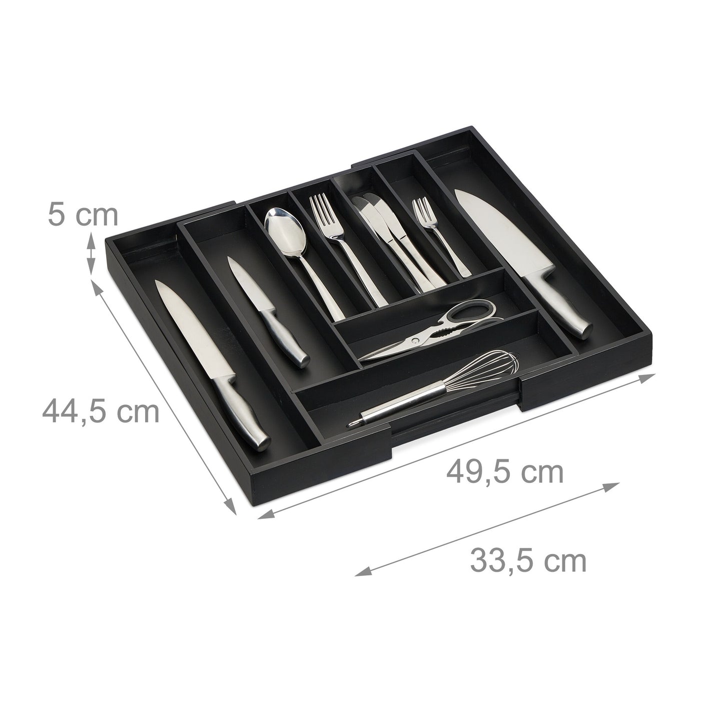 Bamboo Cutlery Tray, Adjustable 7-9 Compartments