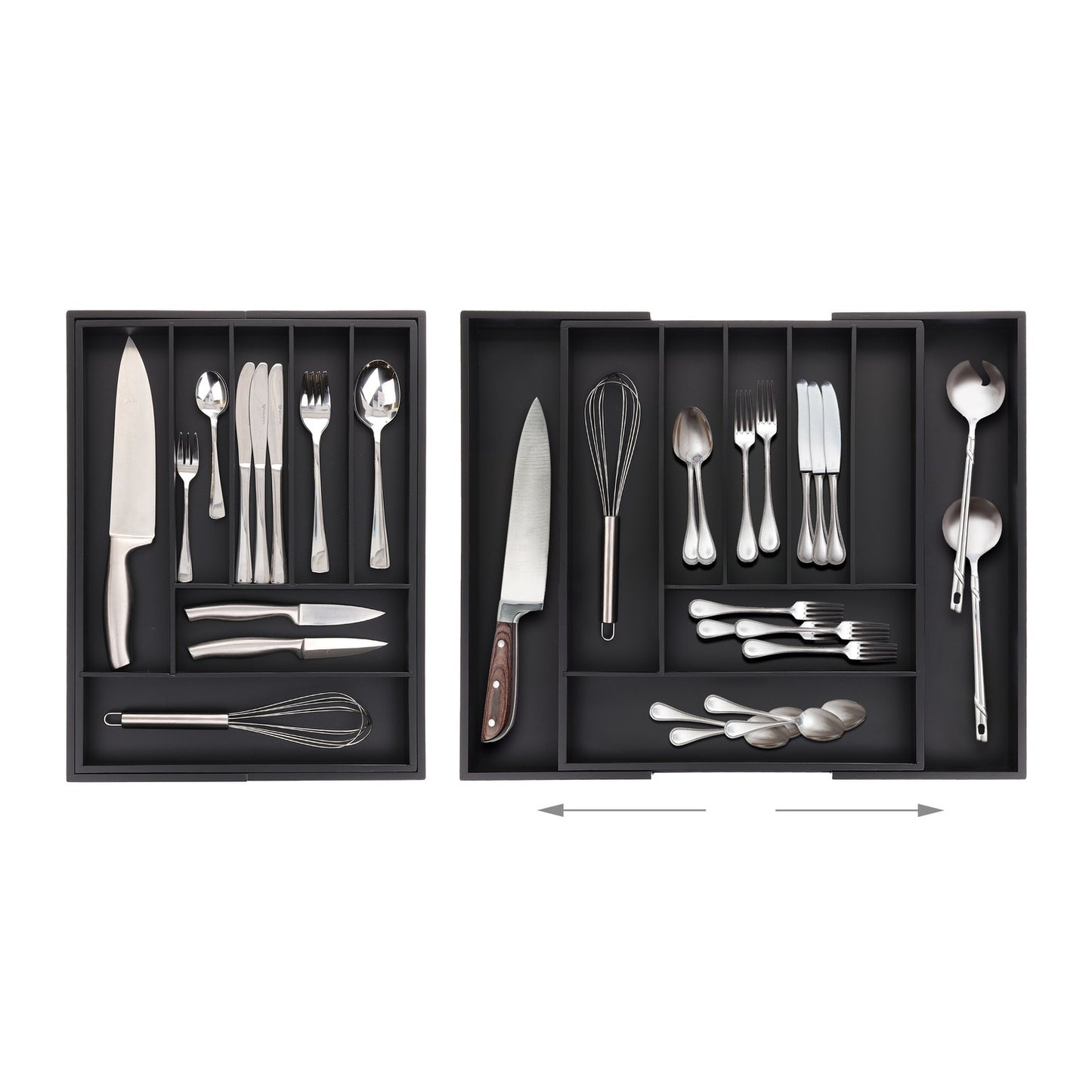 Bamboo Cutlery Tray, Adjustable 7-9 Compartments