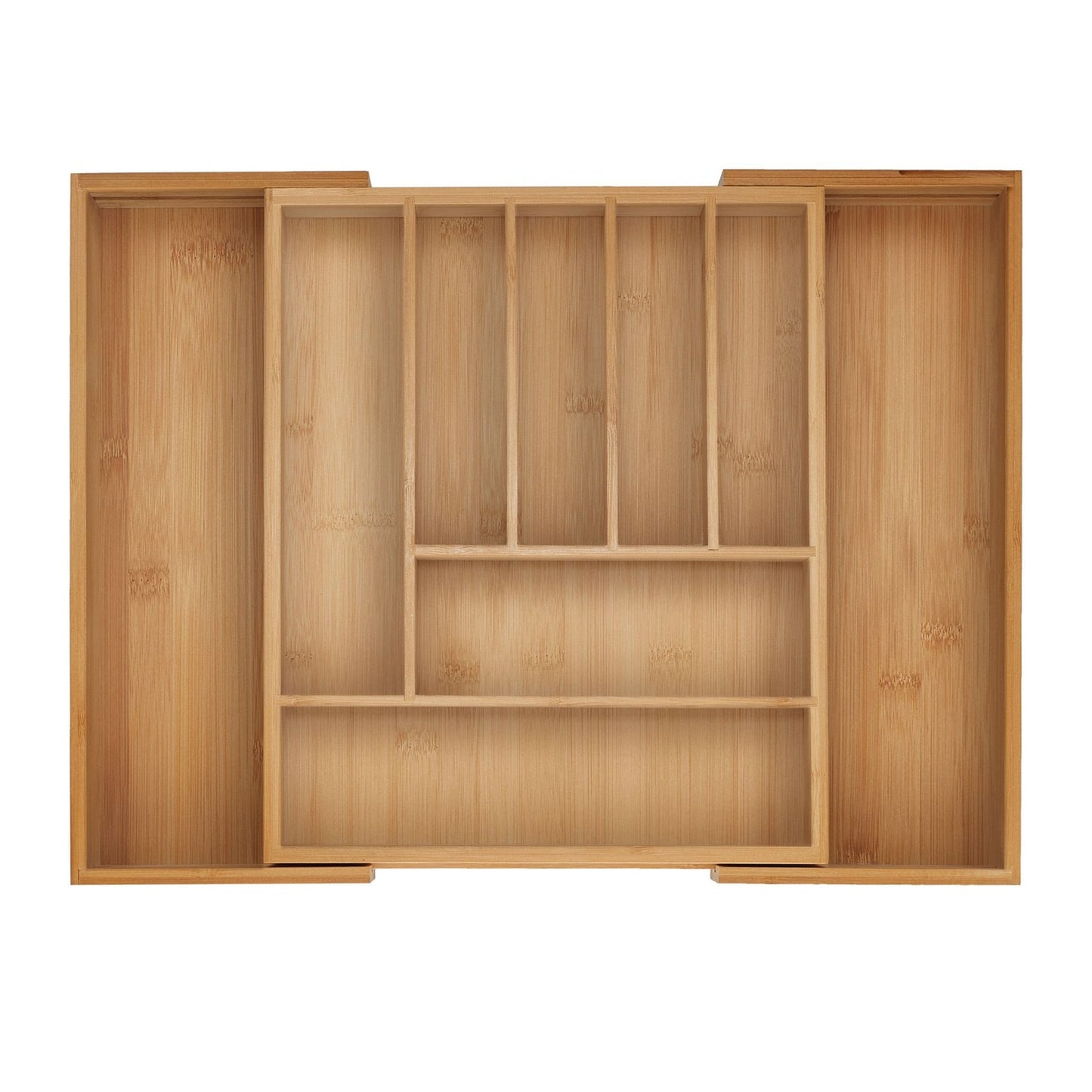 Bamboo Cutlery Tray, Adjustable Drawer Organizer