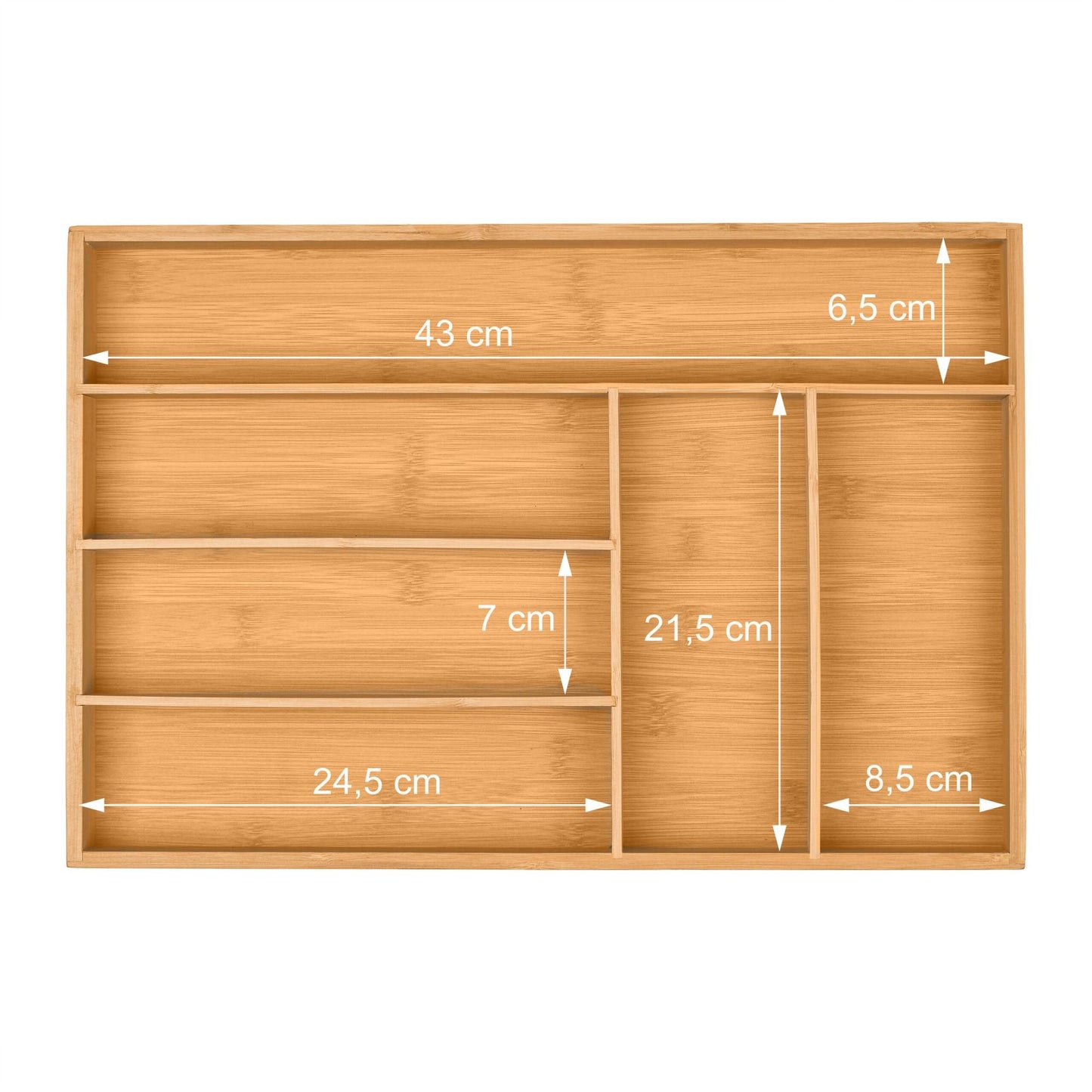 Bamboo Cutlery Tray with 6 Compartments