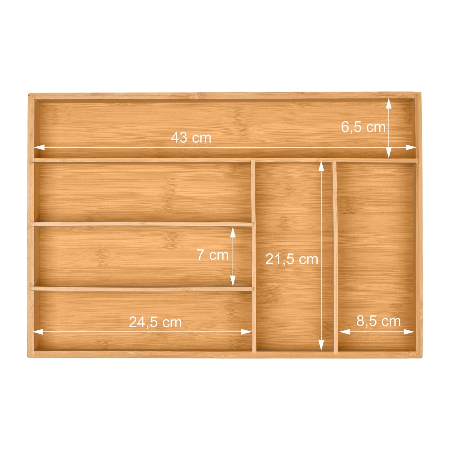 Bamboo Cutlery Tray with 6 Compartments