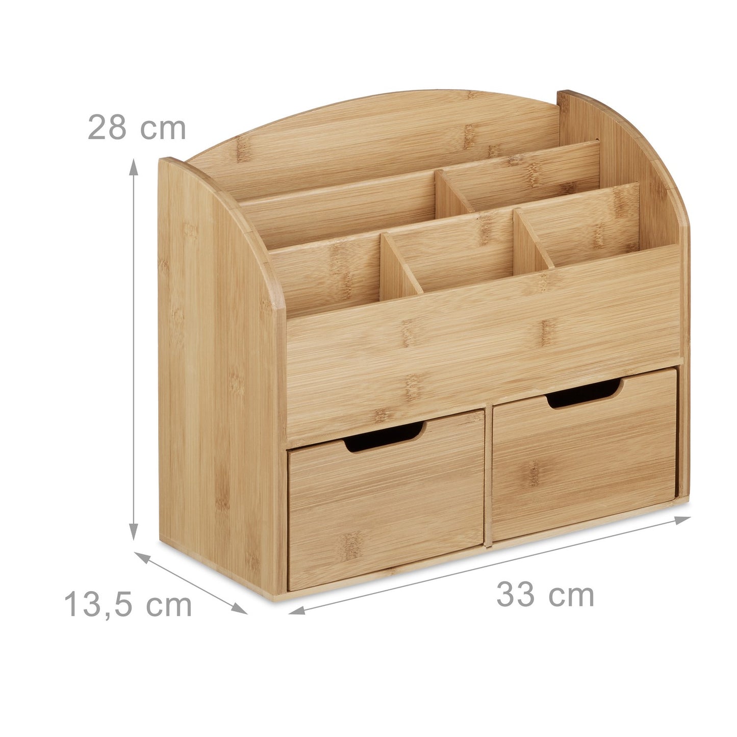 Bamboo Desk Organiser 2 Drawers Table-Top Storage Holder Office Desk Butler
