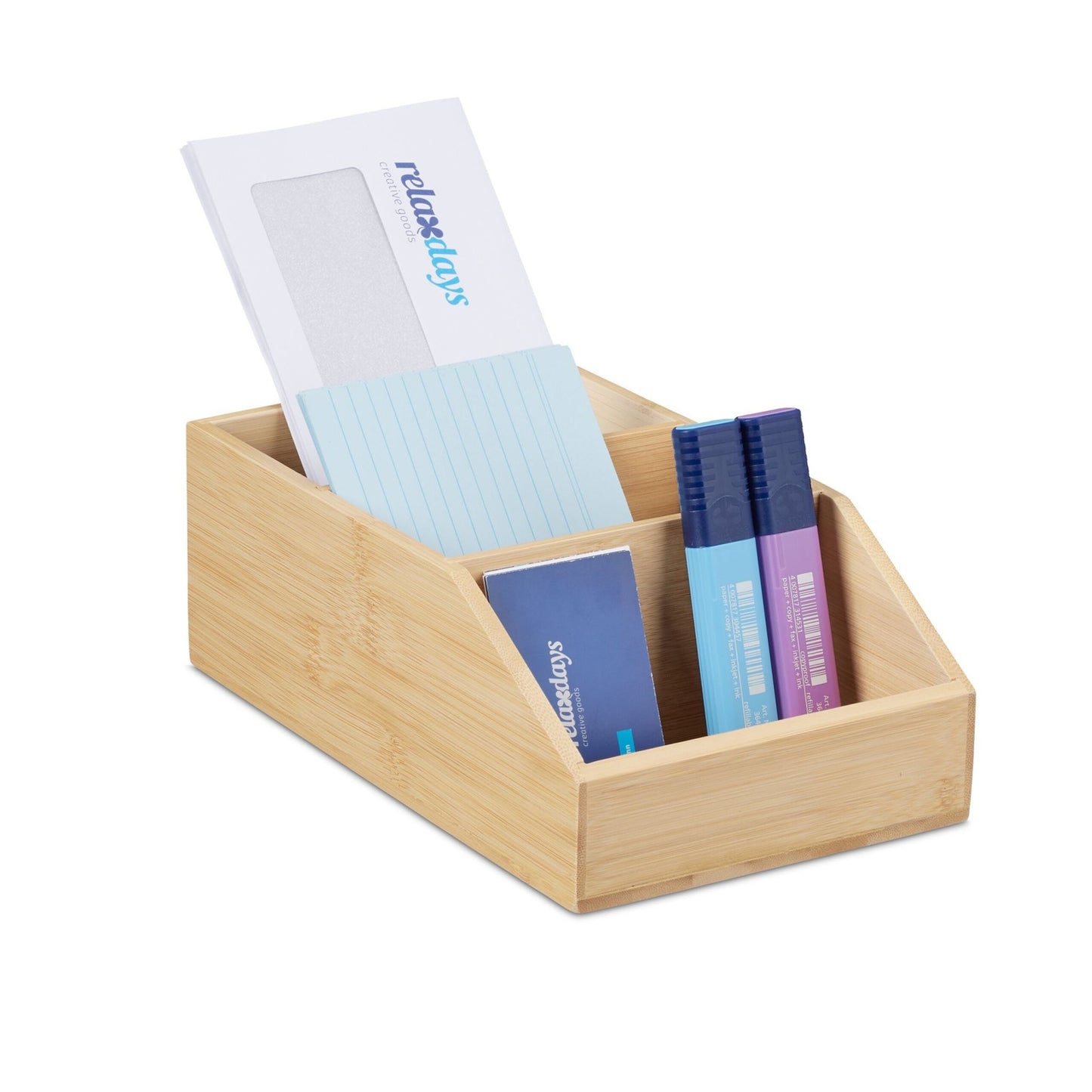 Bamboo Desk Organiser with 3 Compartments