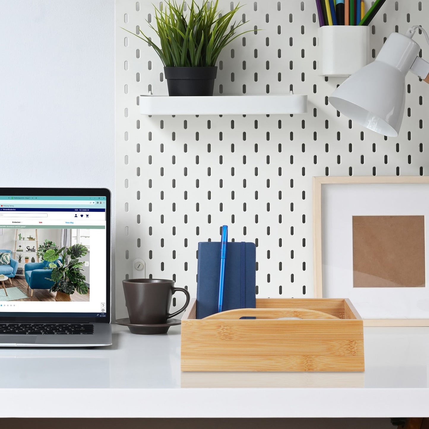 Bamboo Desk Organiser with 4 Compartments