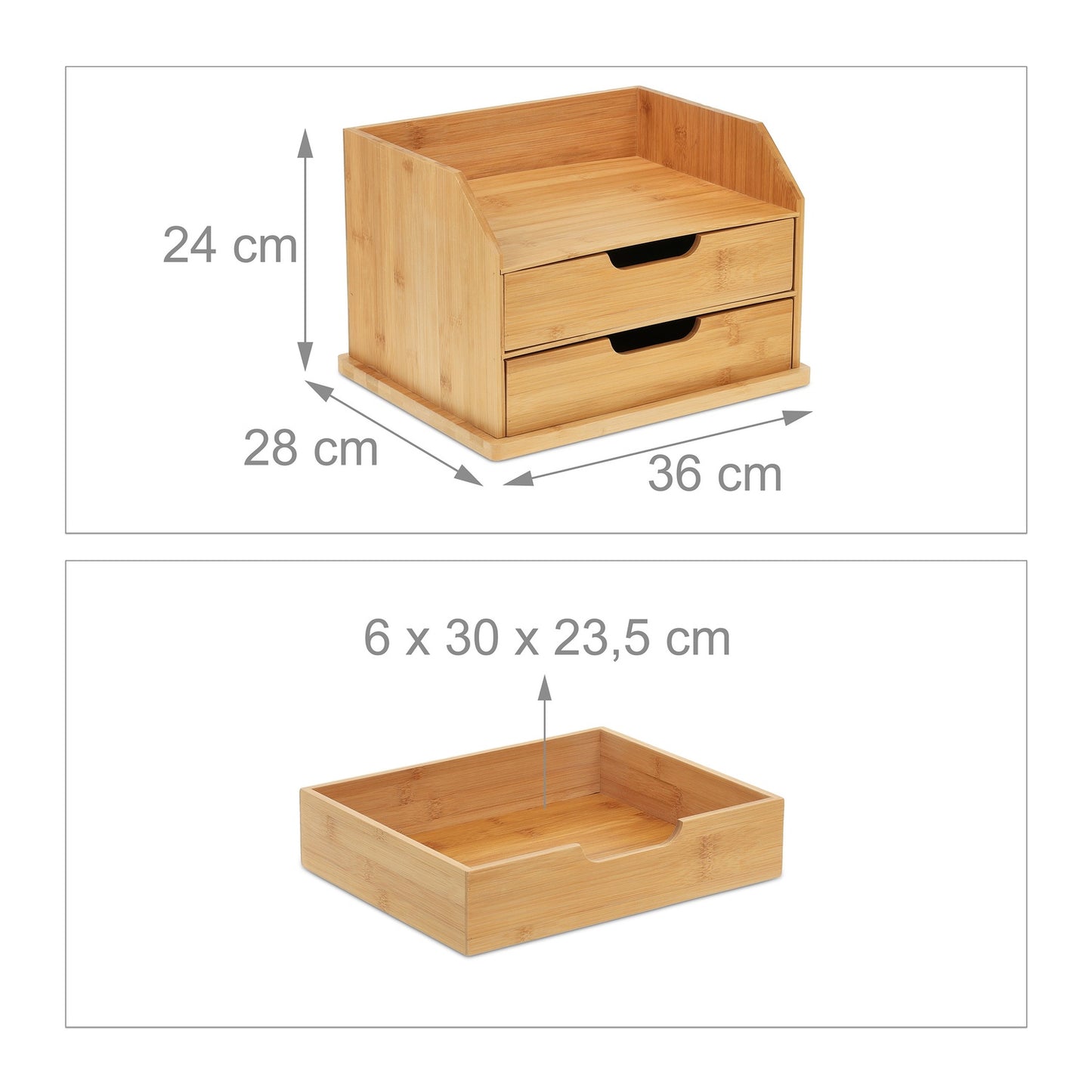 Bamboo Desk Organiser with Drawers