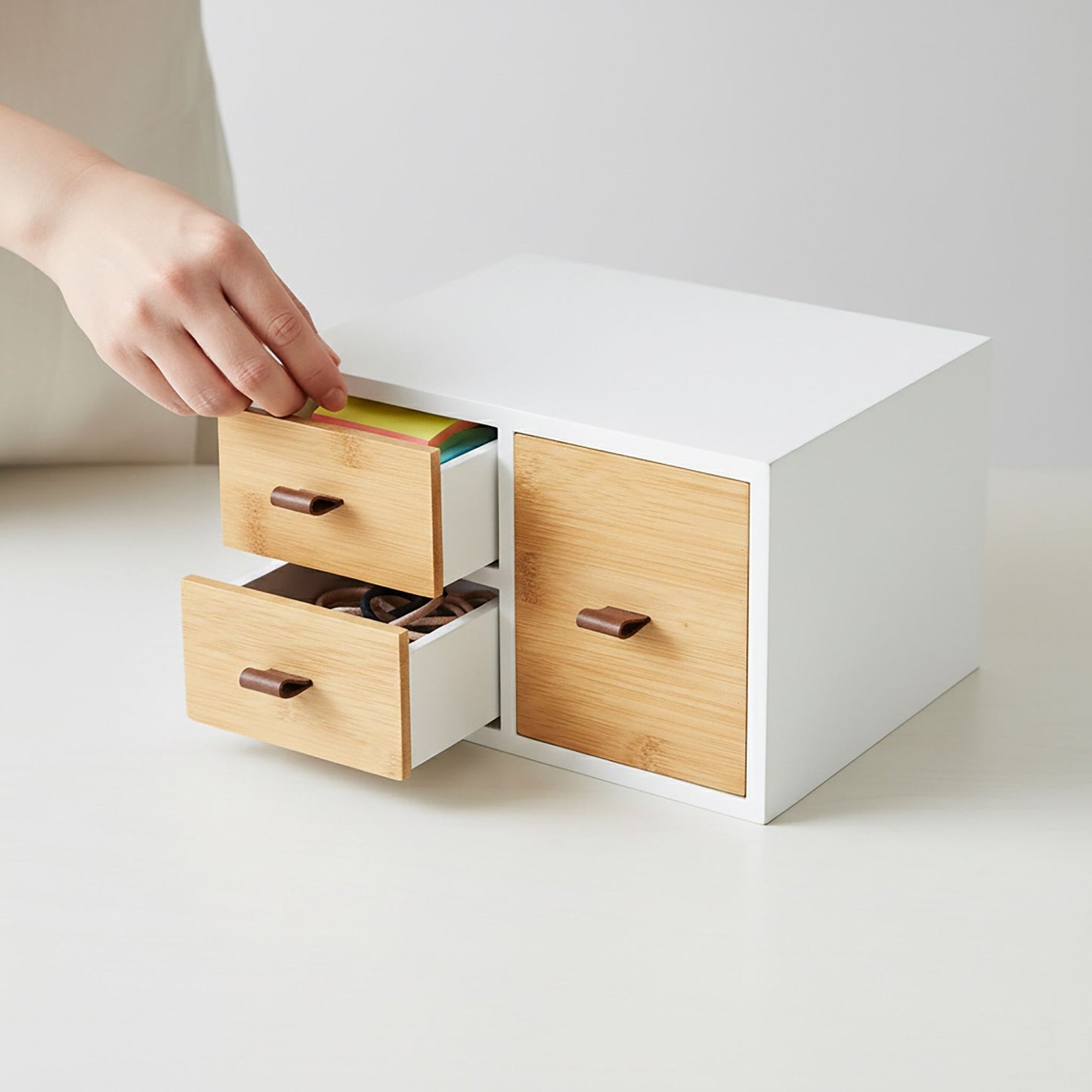 Bamboo Drawer Box Organizer with 3 Drawers