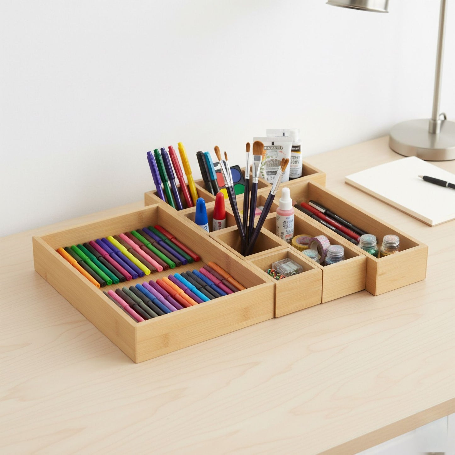 Bamboo Drawer Organizer Set, 7-Piece, Multi-Size