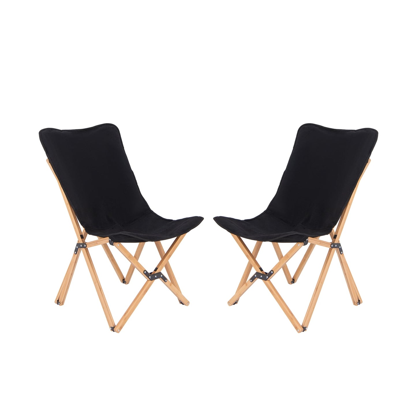Bamboo Folding Chairs, 2-Pack, Canvas, 150kg Capacity