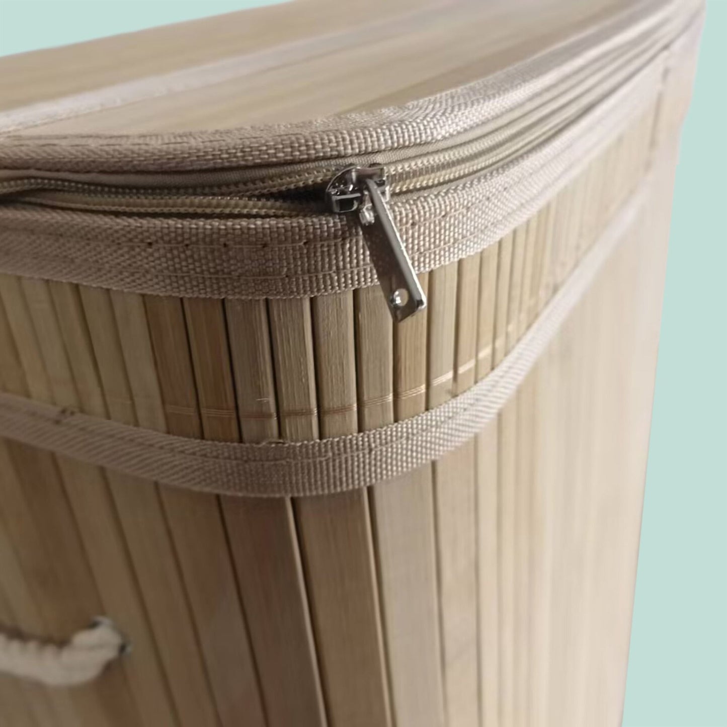 Bamboo Laundry Basket, 3 Compartments, Foldable