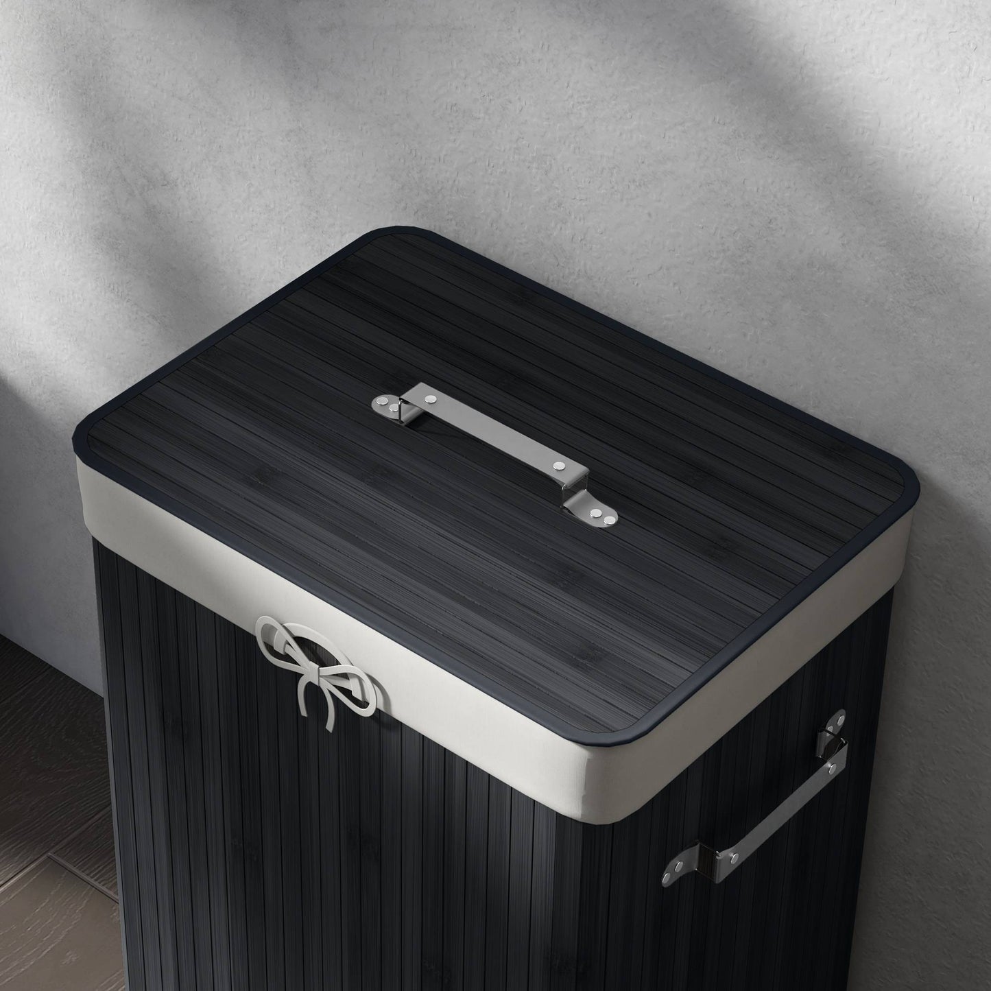 Bamboo Laundry Basket, 72L, Removable Canvas Bag