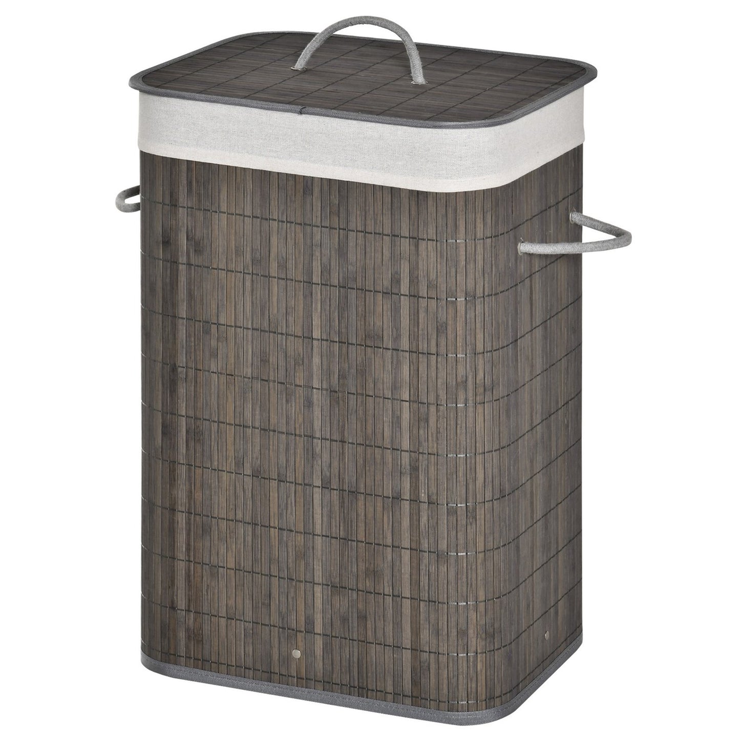 Slim 83L bamboo laundry basket with lid, removable bag