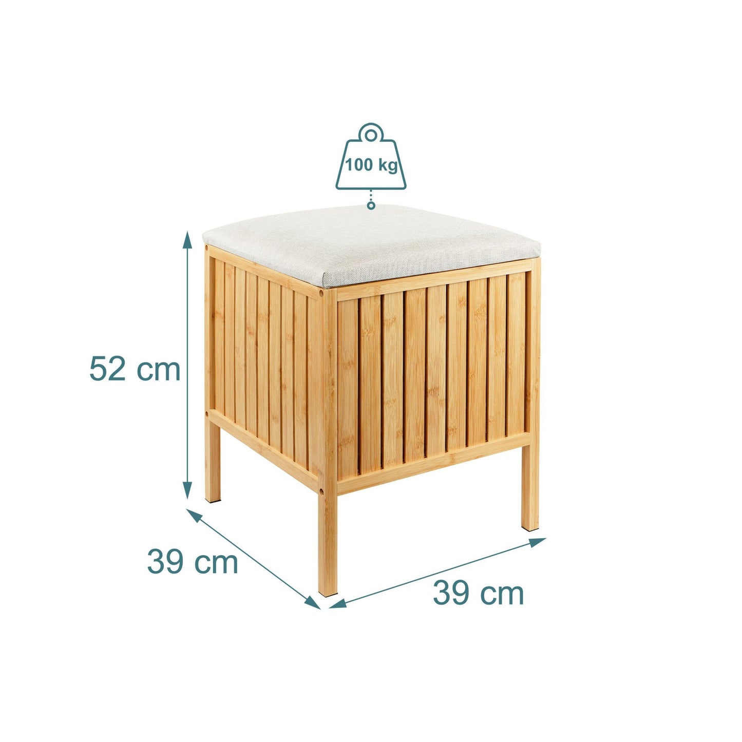 Bamboo Laundry Basket and Seat with Padded Lid