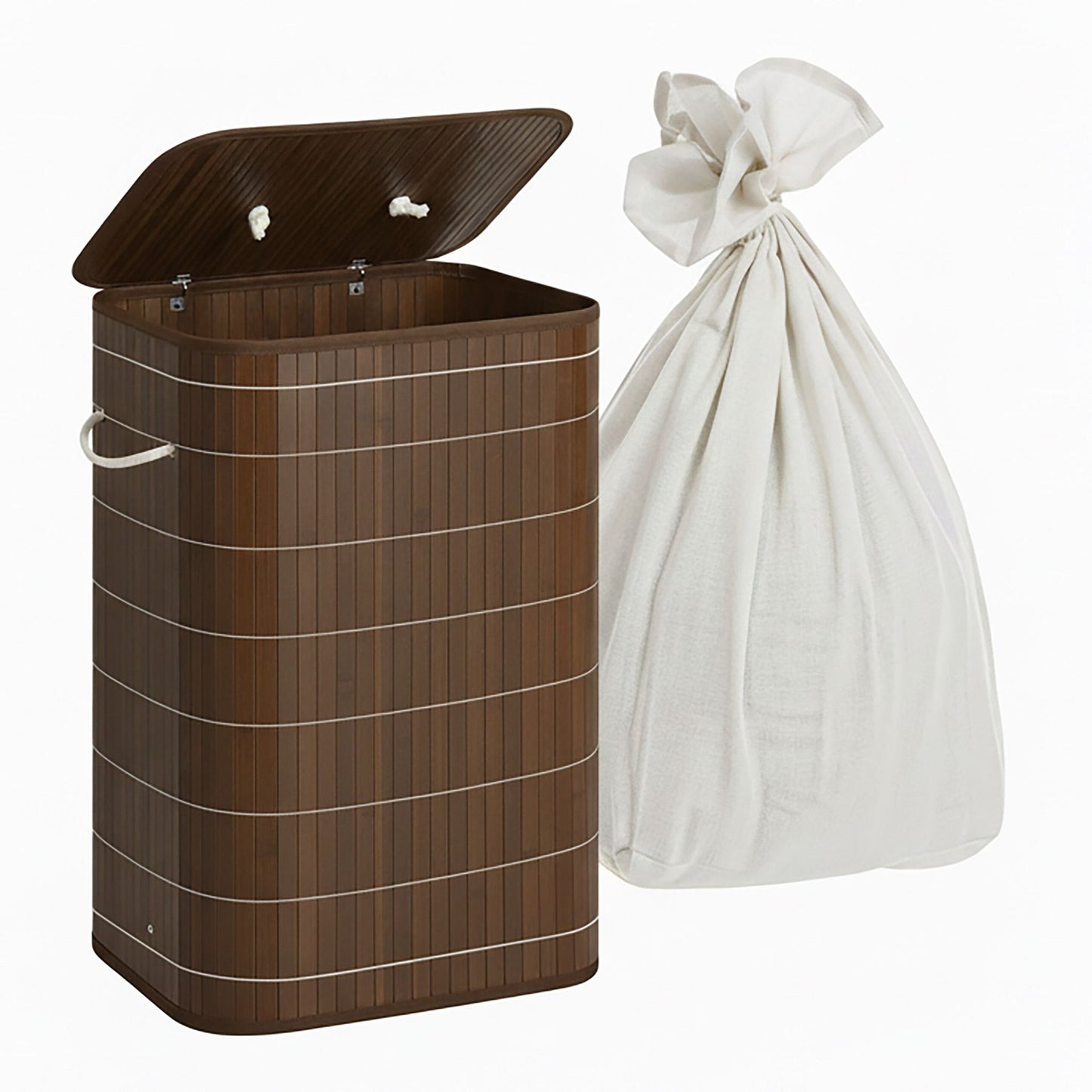 Bamboo Laundry Bin with Lid and Washable Bag