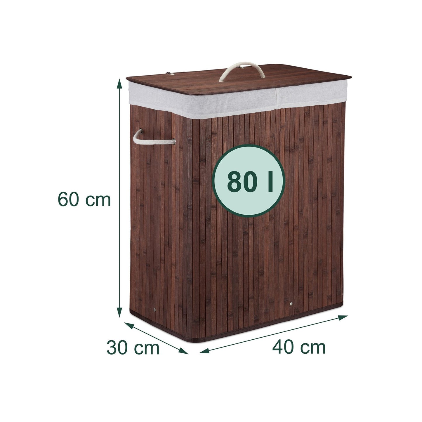 Bamboo Laundry Bin with Lid and Washable Bag