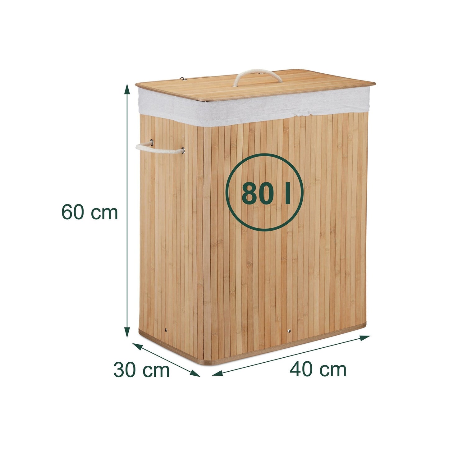 Bamboo Laundry Bin with Lid and Washable Bag