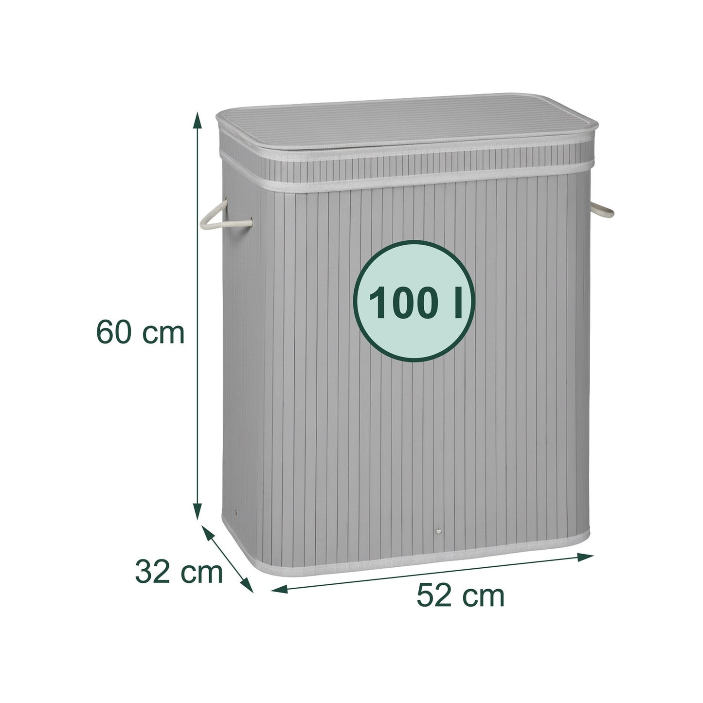 Bamboo Laundry Hamper, 2 Compartments, Foldable