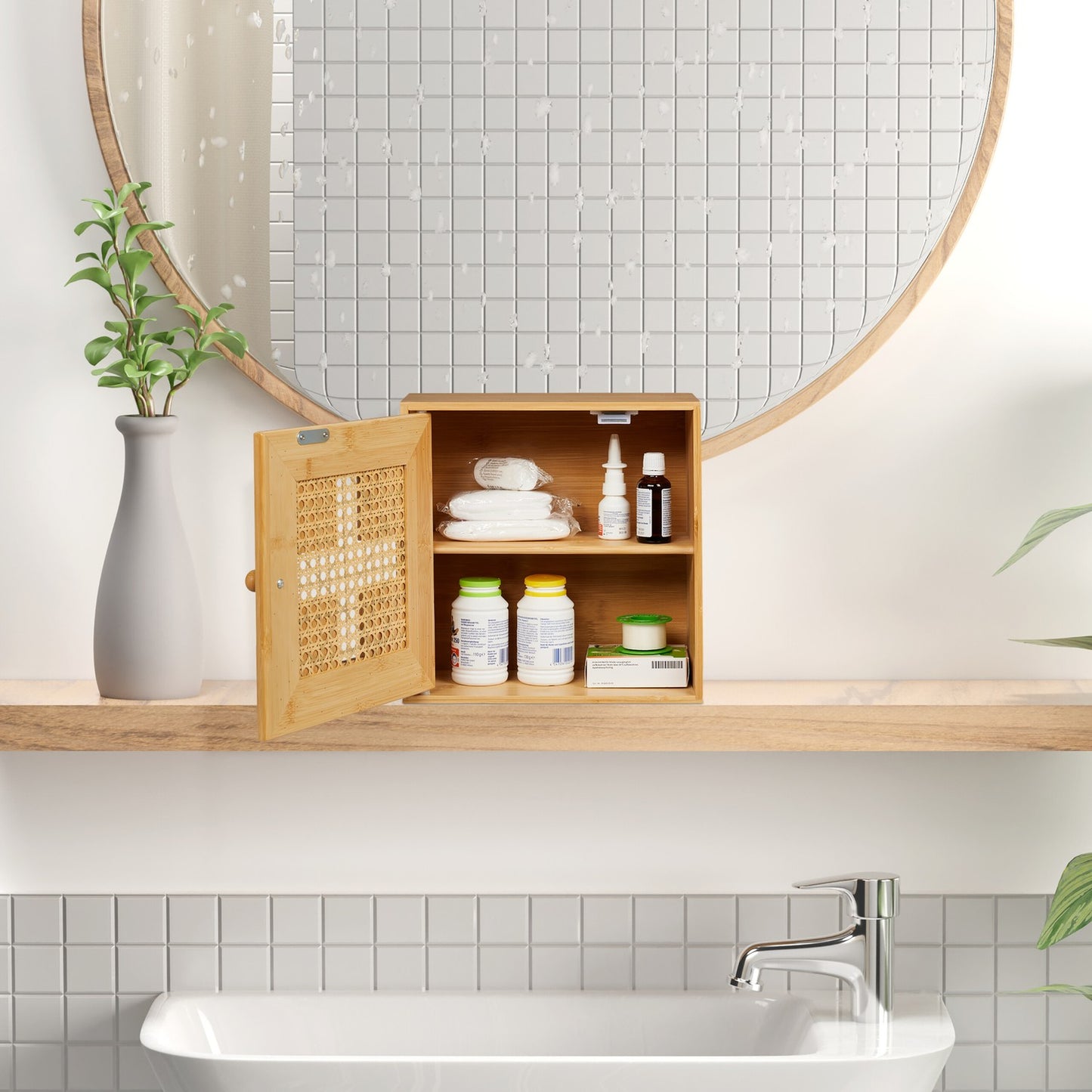 Bamboo Medicine Cabinet with 2 Compartments