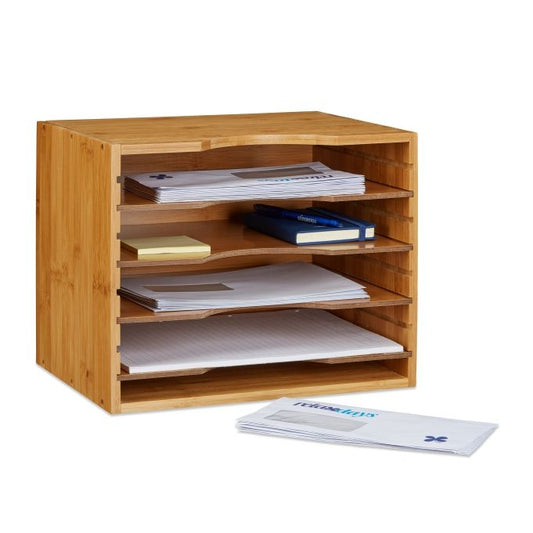 Bamboo Organizer Storage System Desk Organise Document File Rack Stand Office