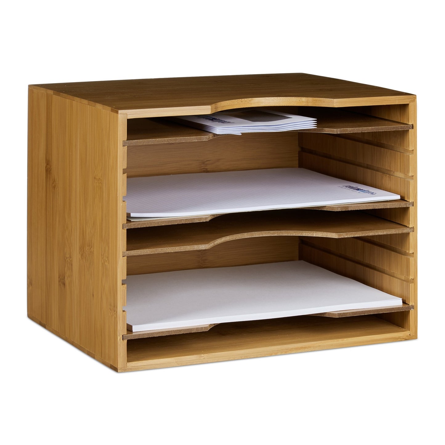 Bamboo Organizer Storage System Desk Organise Document File Rack Stand Office