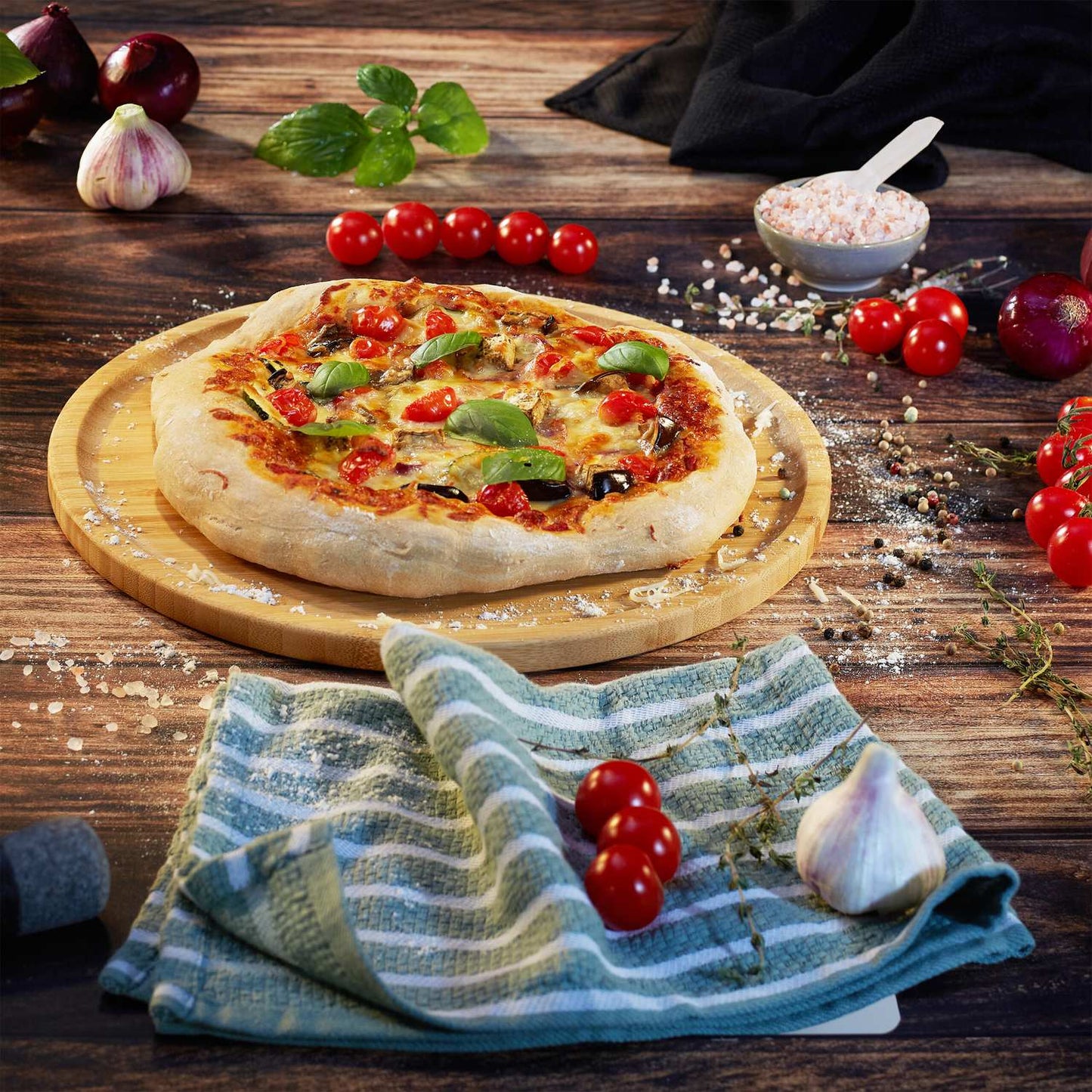 Bamboo Pizza & Serving Boards Set, 32 cm, 2-Pack