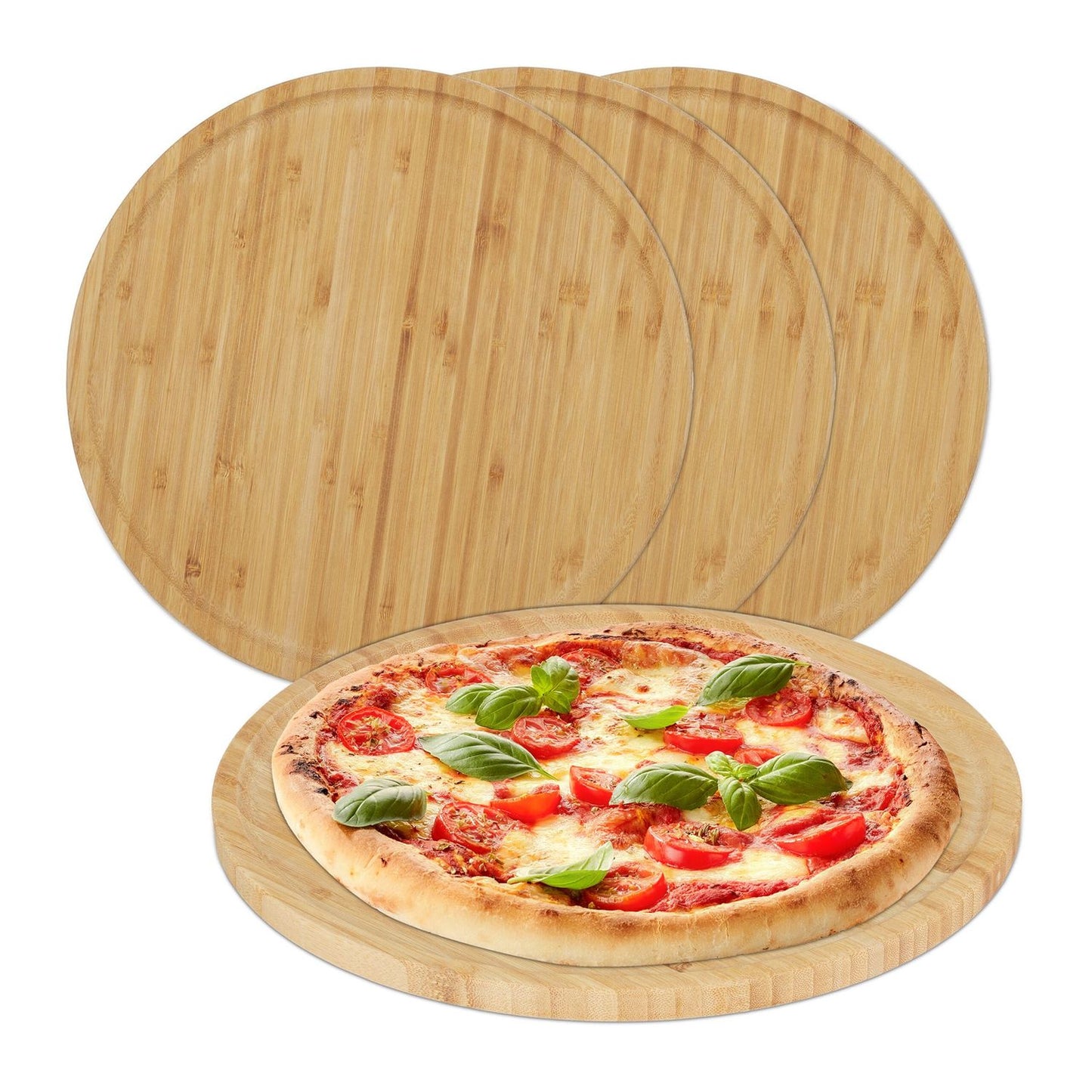 Bamboo Pizza & Serving Boards Set, 32 cm, 4-Pack