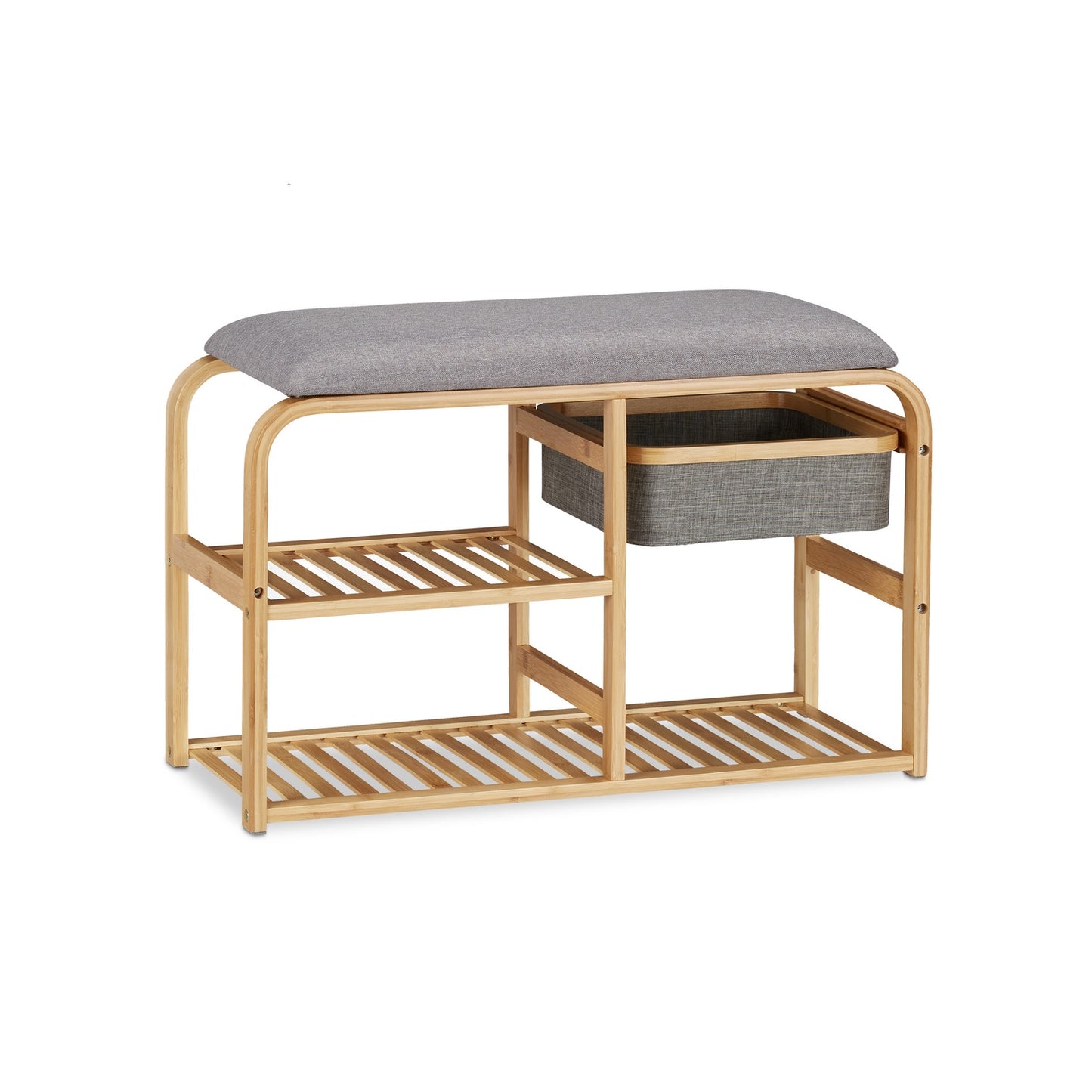 Bamboo Shoe Bench with Compartments