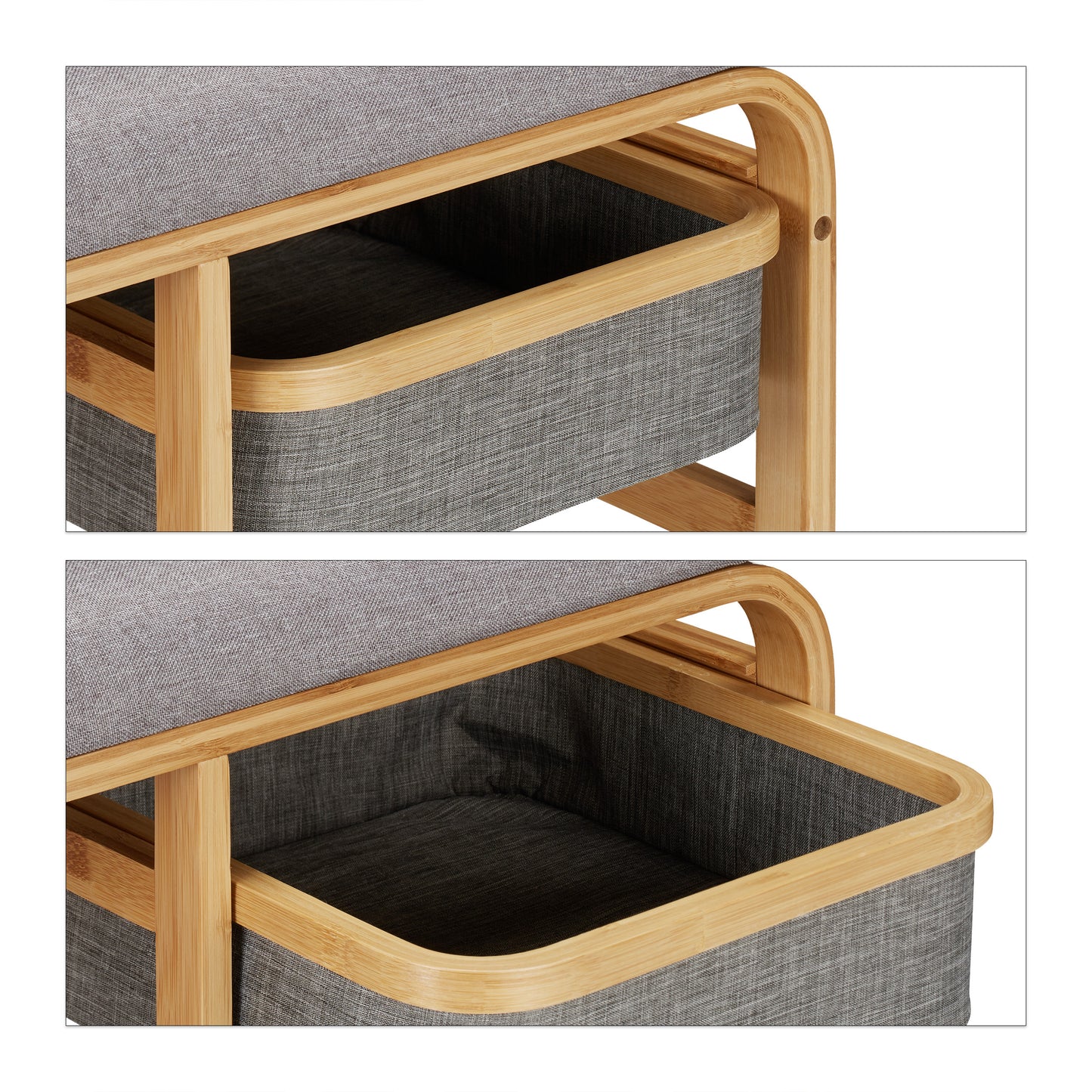 Bamboo Shoe Bench with Compartments