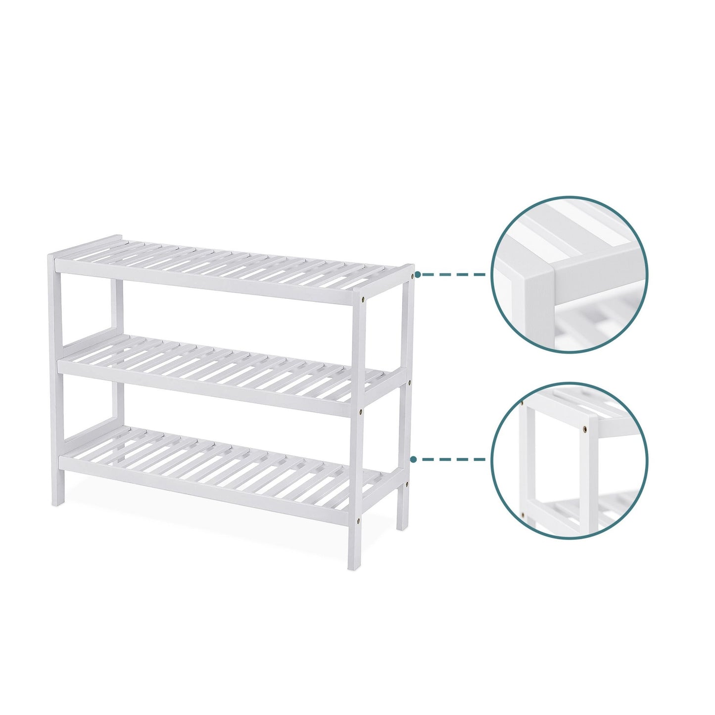 Bamboo Shoe Rack, 3-Tier, Space-Saving Design
