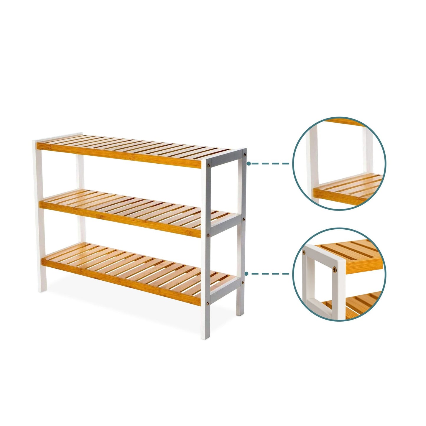 Bamboo Shoe Rack, 3-Tier, Space-Saving Design