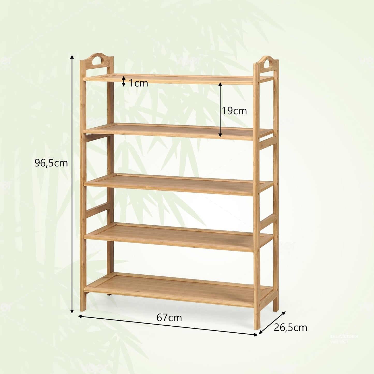 Bamboo Shoe Rack, 5-Tier Storage for 15 Pairs