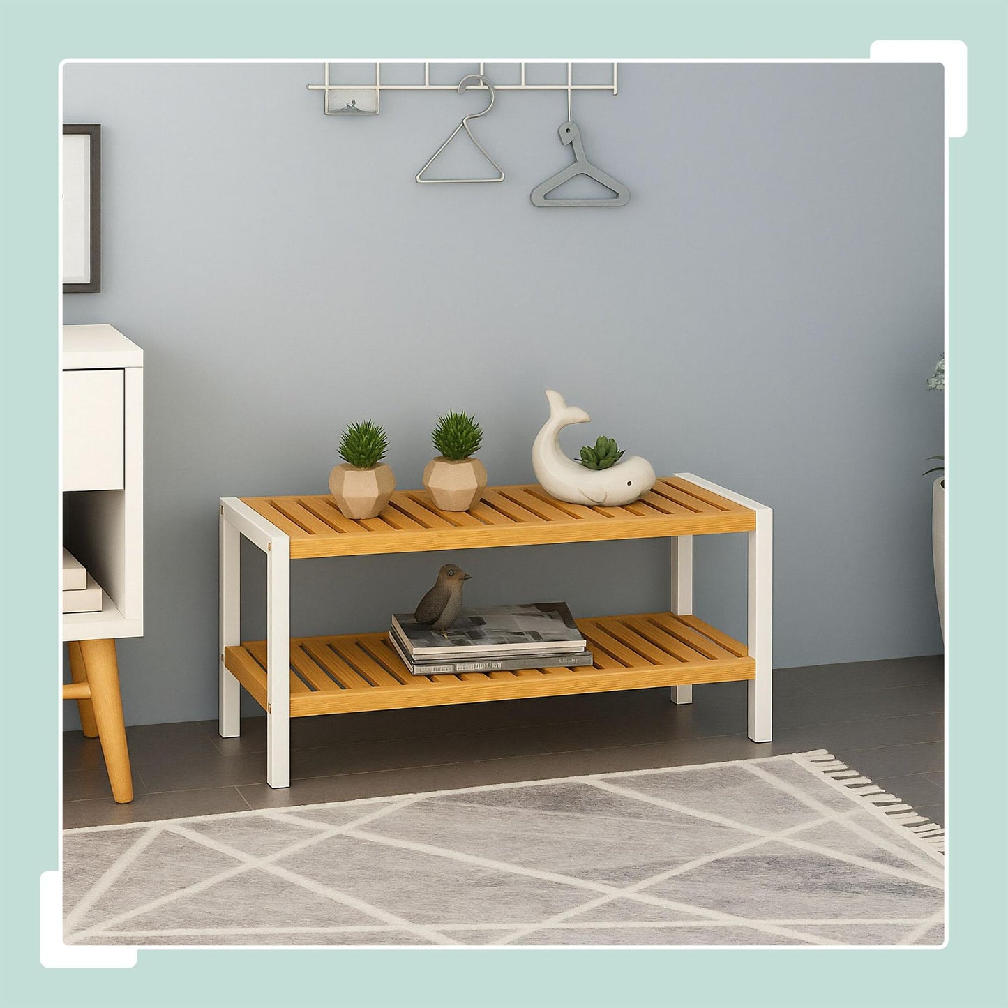 Bamboo Shoe Rack – Space-Saving, Holds 9 Pairs